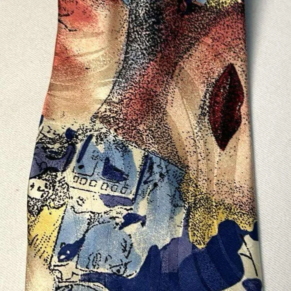 Vintage Bellissimo Abstract Marilyn Monroe Silk Neck‎ Tie Made in Italy MCM